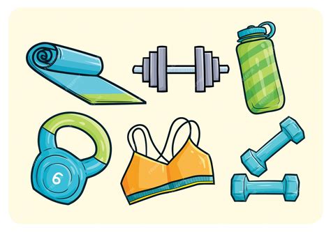 Premium Vector | Funny workout equipment in cartoon style