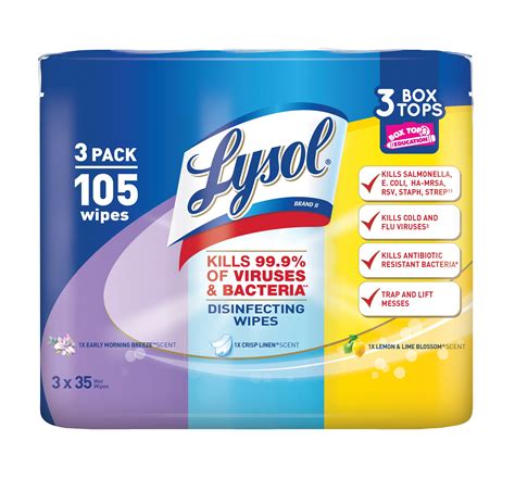 Lysol Disinfecting Cleaning Wipes, Variety Value Pack, 105ct (3X35ct) - Walmart.com