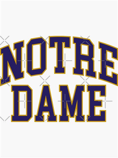 "notre dame - college font curved " Sticker by scollegestuff | Redbubble