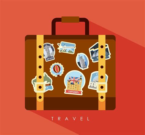 suitcase with stickers 3689670 Vector Art at Vecteezy