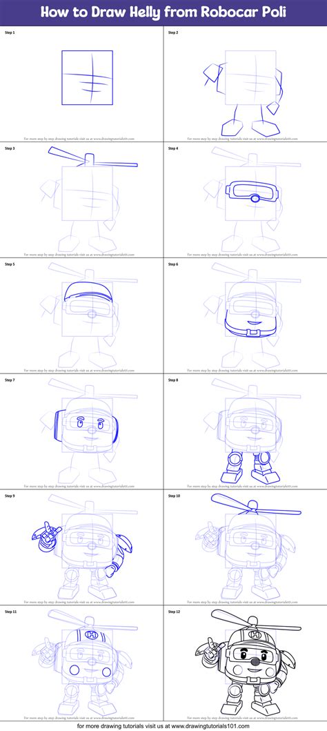 How to Draw Helly from Robocar Poli printable step by step drawing sheet : DrawingTutorials101.com