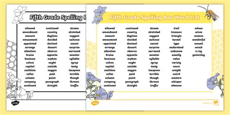 Spelling Words for 5th Graders | Spelling Bee | Twinkl USA