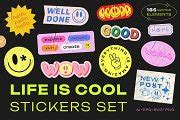 LIFE IS COOL. Trendy Vector Stickers. | Creative Market