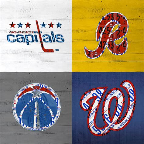 Washington DC Sports Fan Recycled Vintage License Plate Art Capitals ...