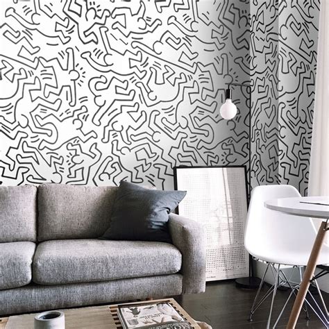 Black and White Pop Art Artistic Wallpaper Modern Wall - Etsy