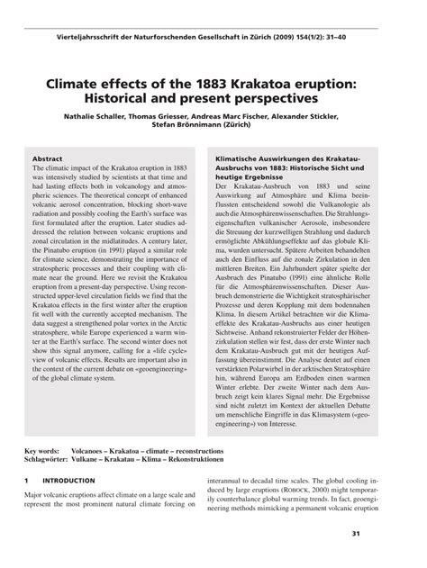 (PDF) Climate effects of the 1883 Krakatoa eruption: Historical and ...