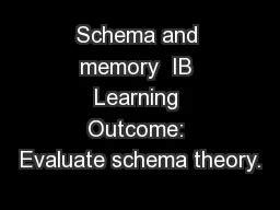 PPT - Schema and memory IB Learning Outcome: Evaluate schema theory. PowerPoint Presentation