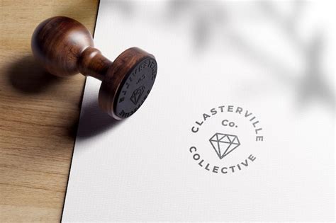 Premium PSD | Round Rubber Stamp Logo Mockup