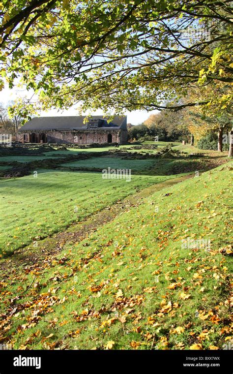 Norton Priory Museum & Gardens. Autumnal view of Norton Priory ruins ...