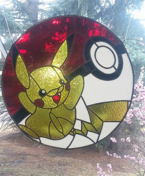 Pikachu / pokeball inspired stained glass.