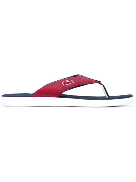 Lacoste Striped Trim Flip Flops | ModeSens