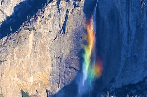 Rainbow mist rolling off Yosemite Falls | Rainbow waterfall, Yosemite ...