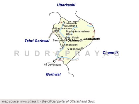 Rudraprayag Map | Rudraprayag Tourist Map | Uttaranchal Maps