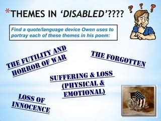 "Disabled" by Wilfred Owen - IGCSE Anthology | PPT