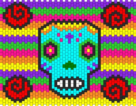 Sugar Skull Pony Bead Patterns | Characters Kandi Patterns for Kandi Cuffs