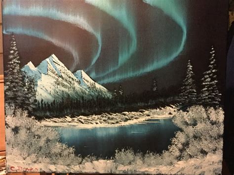 Northern Lights. Painting #11. The Black Canvas Creates Stunning ...