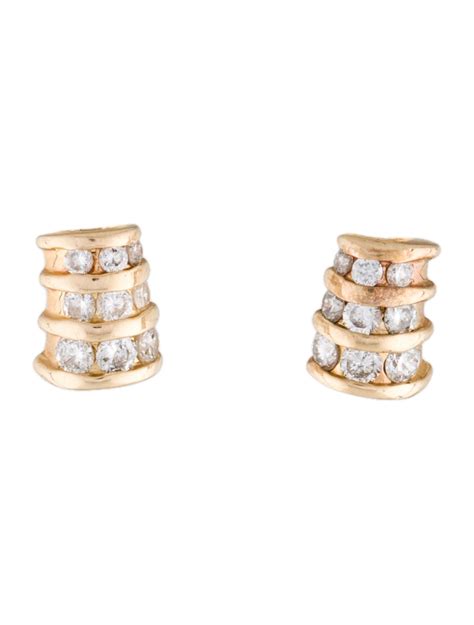 Earrings 14K Diamond Threaded Stud Earrings - Rhodium-Plated 14K White ...