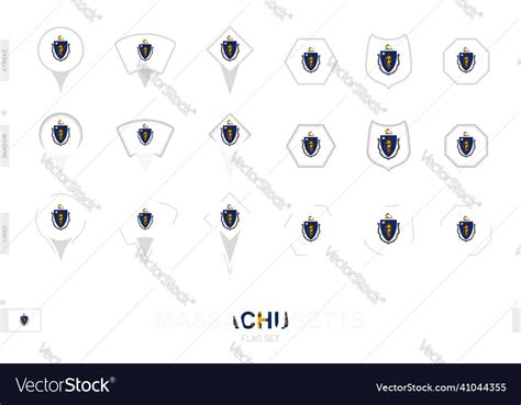 Collection of the massachusetts flag in different Vector Image