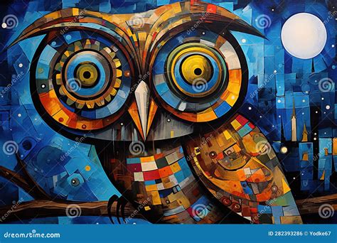 Colorful Abstract Owl Painting. Bird. Animals Art Stock Illustration ...