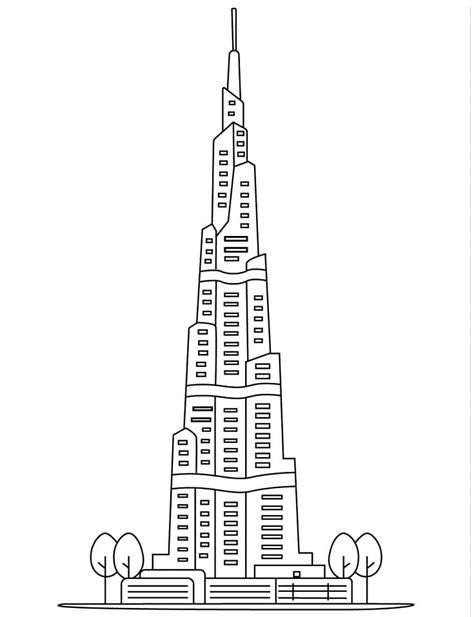 Burj Khalifa Image coloring page - Download, Print or Color Online for Free