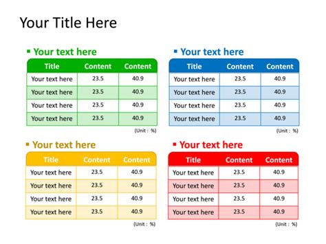 PowerPoint Slide - Diagram Table - Multicolor - 4 Tables - TG323 ...