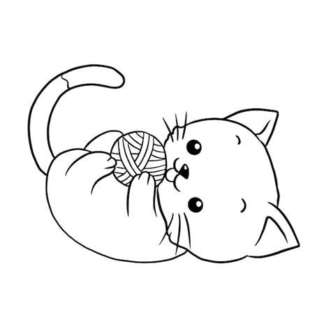 Premium Vector | Cat cartoon cute kawaii anime doodle coloring page