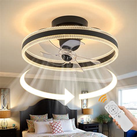 Buy Ltsaeru 360° Rotating Ceiling Fans with Lights, 19.7" Low Profile Flush Ceiling Fan with ...