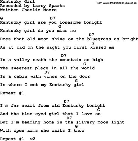 Kentucky Girl - Bluegrass lyrics with chords