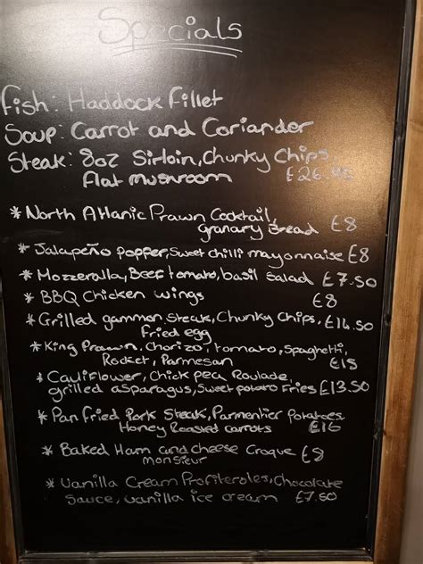 Menu at The Roebuck Inn pub & bar, Warwick