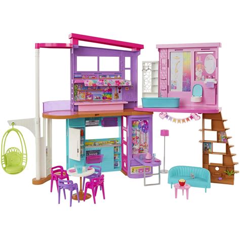 Buy Barbie Vacation House, 2-Storey Fully-Furnished Barbie House with 6 ...