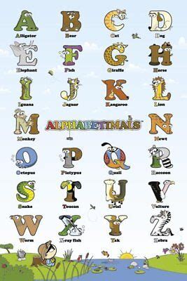 Animal Alphabet Alphabetimals POSTER 60x90cm NEW * learn ABCs bear cat dog fish+ | eBay