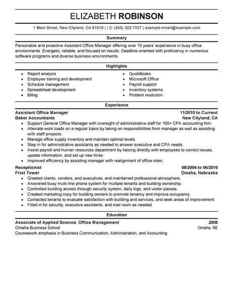 Professional Administrative Assistant Manager Resume Examples