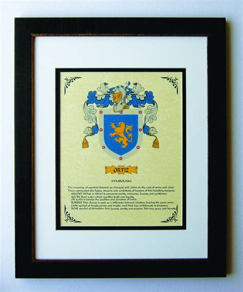 HERALDRY COAT of ARMS Ortiz Family Crest Framed - Etsy