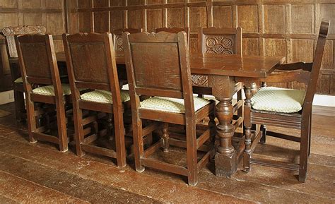 17th Century Style Oak Dining Table and Chairs