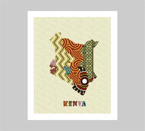 Kenyan Map With Counties Art Print Wall Decor, Kenyan Poster, Nairobi Kenyan African Art Print ...