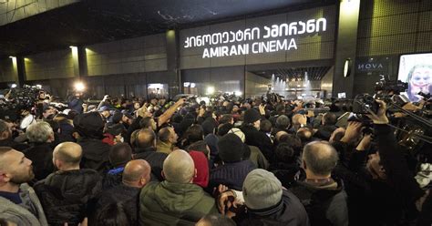 Protests, arrests and injuries as Georgians protest gay film's debut