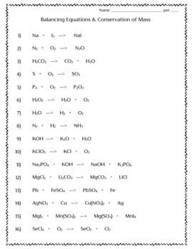 Balancing Chemical Reactions and the Law of Conservation of Mass