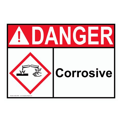 ANSI CAUTION Corrosive Chemicals Avoid Contact Sign ACE-1990 Corrosive