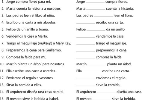 indirect object pronouns worksheet - Worksheets Library