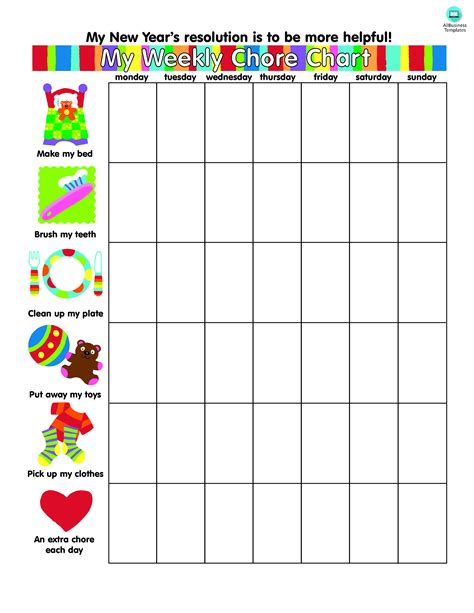 Weekly Chore Schedule Template Database