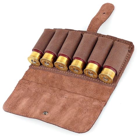 6 Shells Shotgun Holder Pouch Leather Cartridge 12 GA Brown Ammo Hunting Genuine | eBay