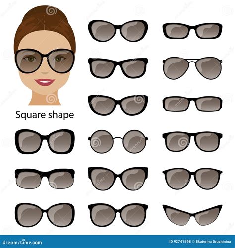 Spectacle Frames and Square Face Stock Vector - Illustration of beauty, eyeglasses: 92741598