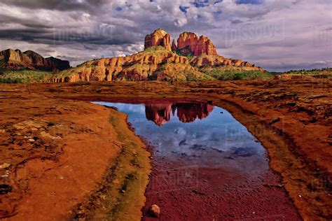 Cathedral Rock viewed from Secret Slick Rock Trail, Arizona, America ...