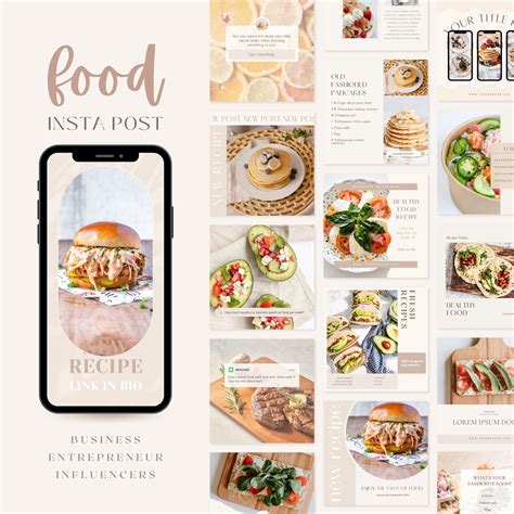 Food Instagram Posts Healthy Eating Recipe Branding Dietician Instagram Template Foodie Blogger ...