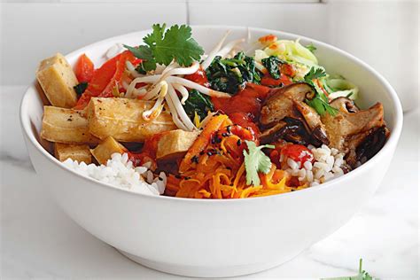 Tofu bibimbap - Korean 'mixed rice' - Recipes - delicious.com.au