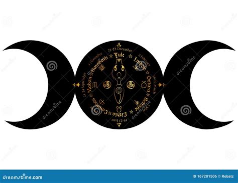 Black Triple Moon Wicca Pagan Goddess, Wheel of the Year is an Annual Cycle of Seasonal ...