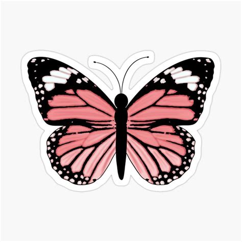 'Pink Butterfly' Glossy Sticker by allyyxoxo in 2020 | Floral stickers, Aesthetic stickers ...