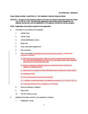 Fillable Online FINAL REGULATIONS - CHAPTER P-5 - OFF-HIGHWAY VEHICLE REGULATIONS Fax Email ...