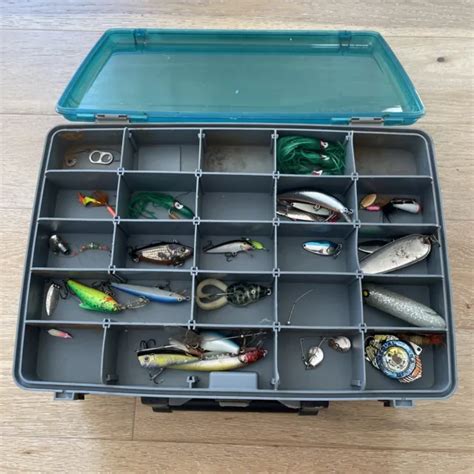 VINTAGE PLANO GUIDE Series Fishing Tackle Box Full w/ Lures Baits Hooks ...