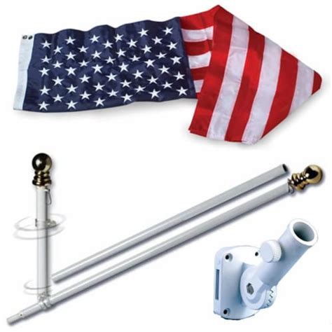 Allied Flag Pole Kit - 3 x 5 FT Nylon American Flag with 7 FT Spinning ...